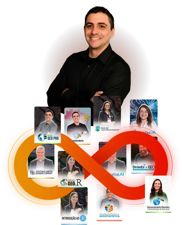 Anderson Medeiros com as formações da ClickGeo reunidas em um símbolo de infinito